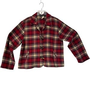 Carol Anderson Collection Plaid Wool Blend‎ Jacket with Toggle Closure